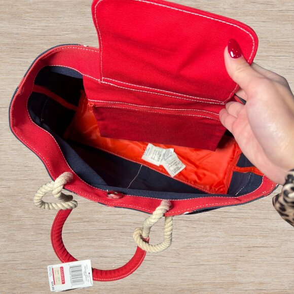 NWT Tommy Hilfiger Lobster Tote Bag Navy & Red Beach Purse Summer Accessory - Picture 6 of 6